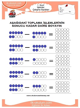 Çocuklar İçin toplam işlemi yaprak testleri 